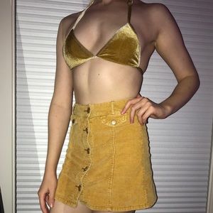 VELVET BIKINI AND CORDUROY SKIRT